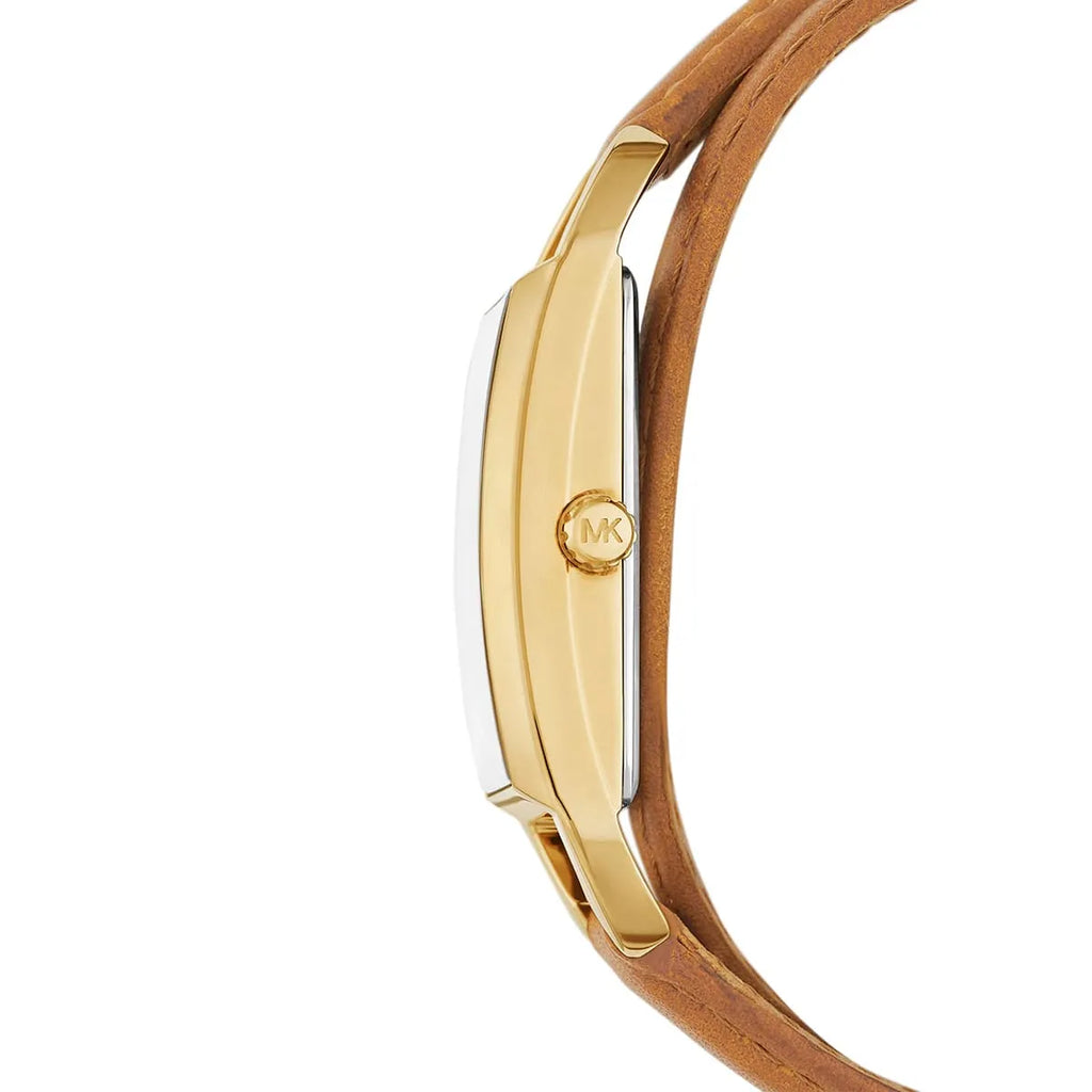 Michael Kors Emery MK4721 Gold Dial Brown Double Wrap Leather Strap Women's Watch