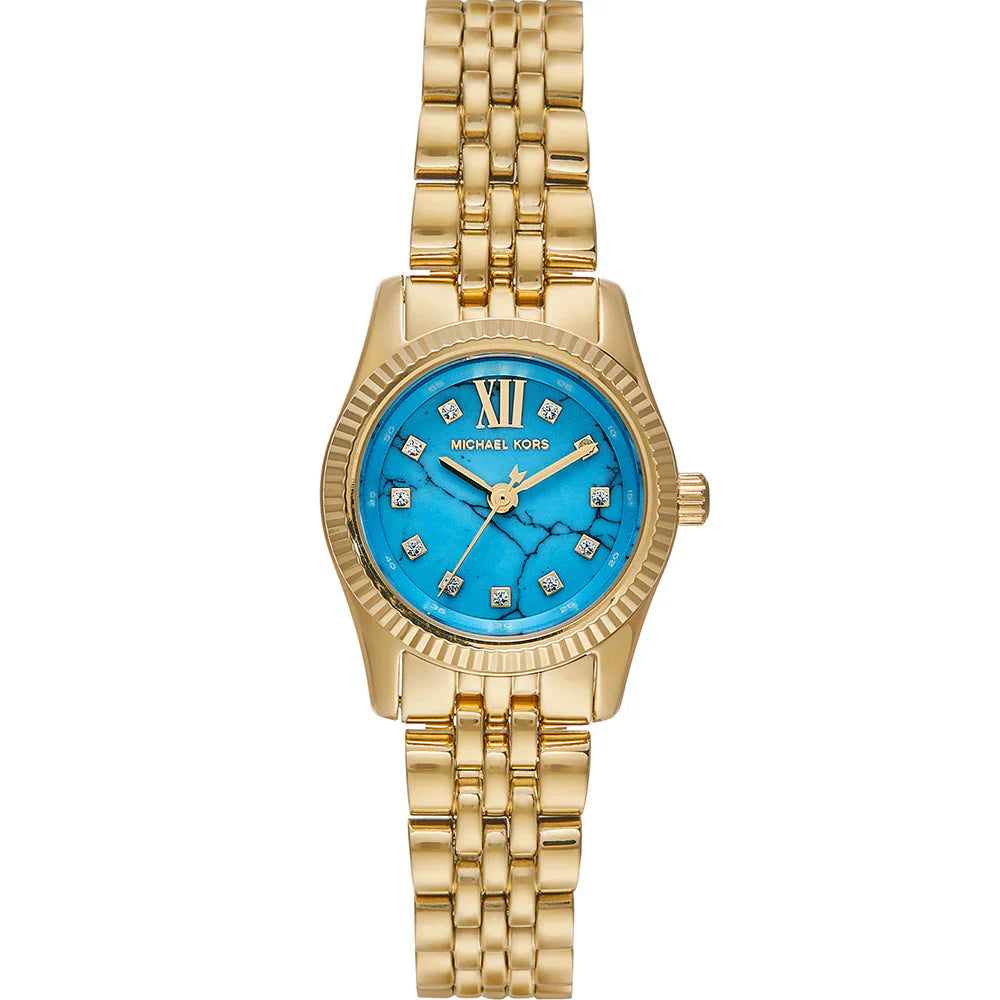 Michael Kors Lexington Mini MK4813 Gold Tone Turquoise Stone Dial Watch