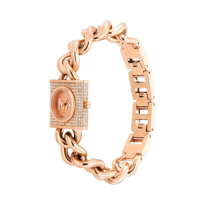 Michael Kors Camille MK4827 Rose Gold Full Pavé Crystal Chain Women's Watch