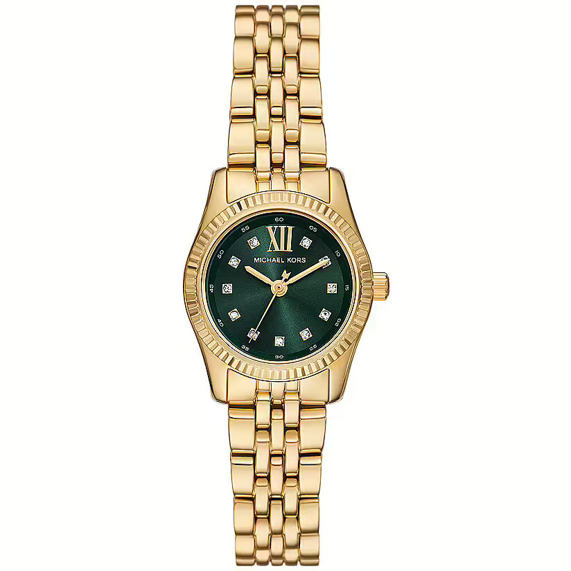 Michael Kors Lexington Mini MK4842 Gold Tone Emerald Green Dial Watch