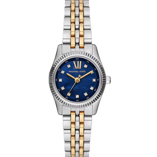 Michael Kors Lexington Mini MK4865 Two-Tone Navy Blue Pearl Dial Watch