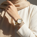 Michael Kors Parker MK6055 Two-Tone Watch with Crystal Bezel and Multi-Function Dial