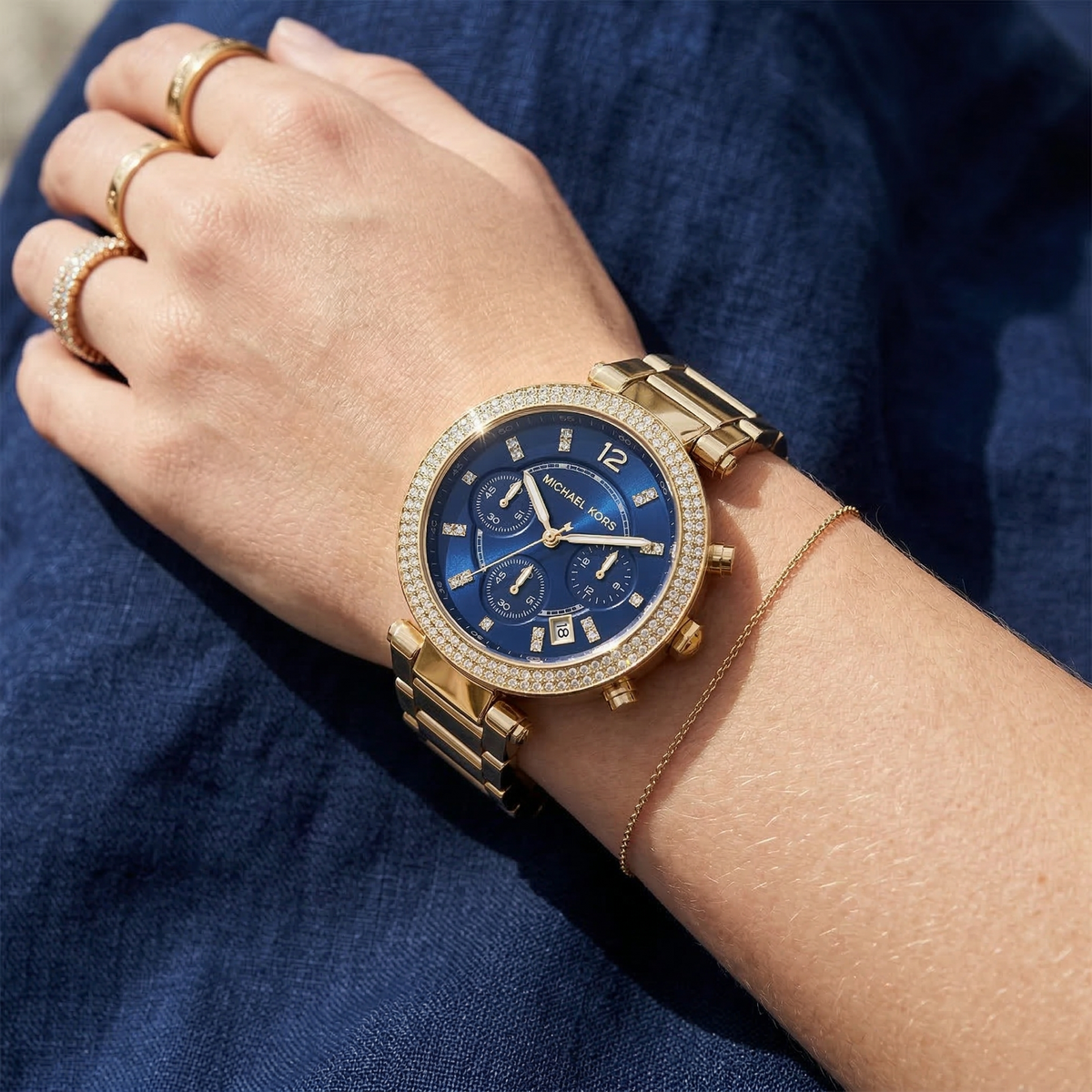 Michael Kors Parker MK6262 Gold-Tone Navy Blue Dial Women's Watch