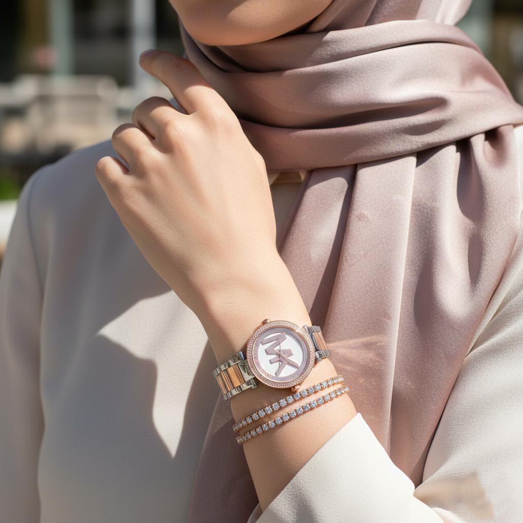 Michael Kors Parker MK6314 Two-Tone Watch with Rose Gold MK Logo Dial