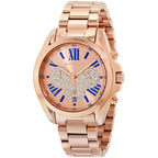 Michael Kors Bradshaw MK6321 Rose Gold-Tone Pavé Dial Blue Numerals Women's Watch