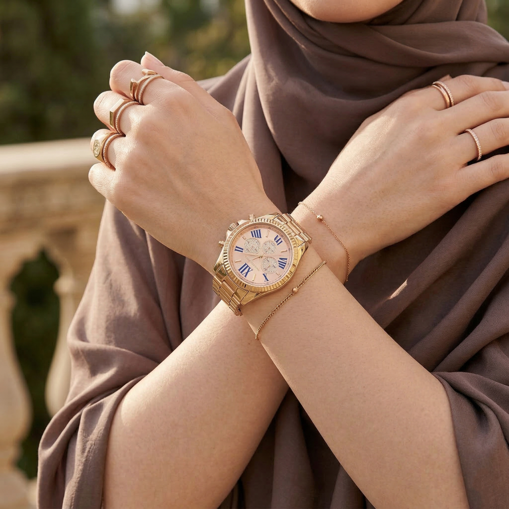Michael Kors Bradshaw MK6321 Rose Gold-Tone Pavé Dial Blue Numerals Women's Watch