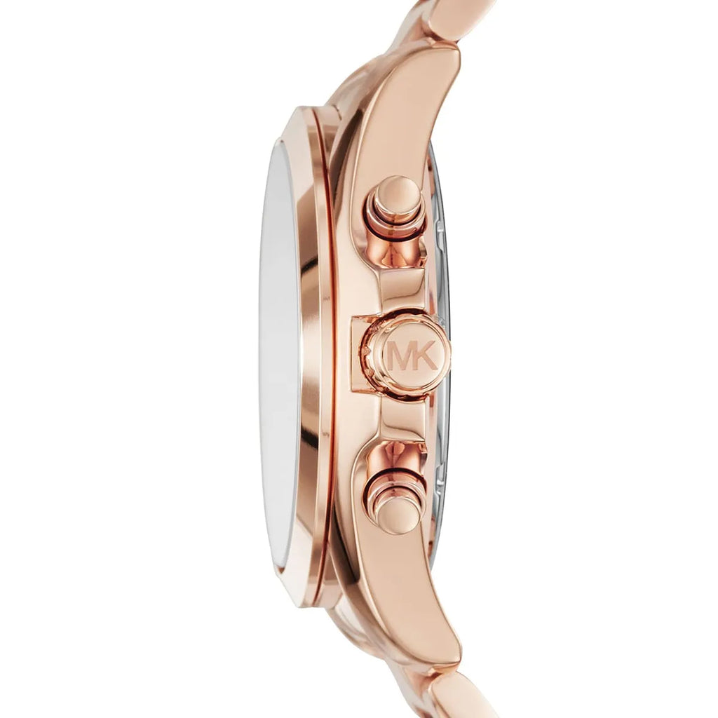 Michael Kors Bradshaw MK6321 Rose Gold-Tone Pavé Dial Blue Numerals Women's Watch