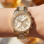 Michael Kors Ritz MK6484 Chronograph Gold-Tone Crystal Pave Women's Watch