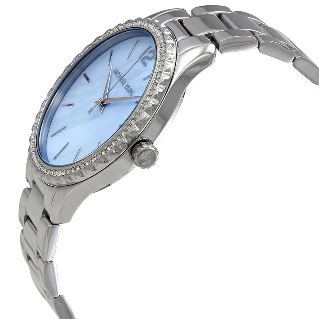 Michael Kors Layton MK6847 Light Blue Mother of Pearl Dial Silver Stainless Steel Women's Watch