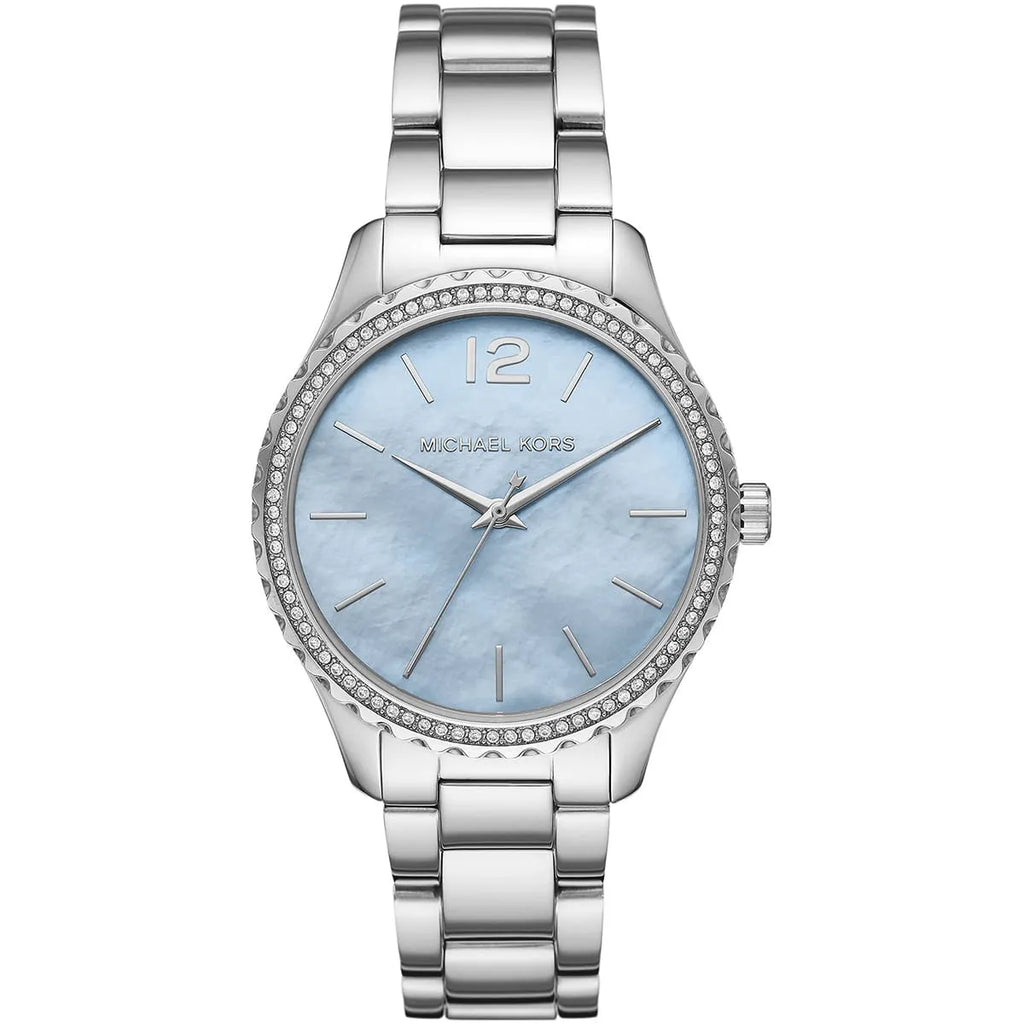 Michael Kors Layton MK6847 Light Blue Mother of Pearl Dial Silver Stainless Steel Women's Watch