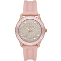 Michael Kors Runway MK6854 Rose Gold Tone Full Pavé Crystal Pink Rubber Women's Watch