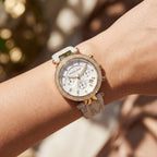 Michael Kors Parker MK6916 Chronograph White Logo Leather Strap Women's Watch