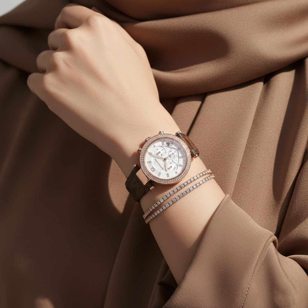 Michael Kors Parker MK6917 Rose Gold Watch with Brown MK Logo Strap