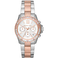 Michael Kors Everest MK7214 Two-Tone Silver & Rose Gold Baguette Crystal Women's Watch