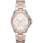 Michael Kors Everest MK7214 Two-Tone Silver & Rose Gold Baguette Crystal Women's Watch