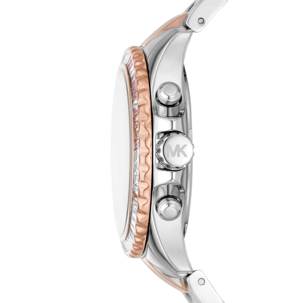 Michael Kors Everest MK7214 Two-Tone Silver & Rose Gold Baguette Crystal Women's Watch