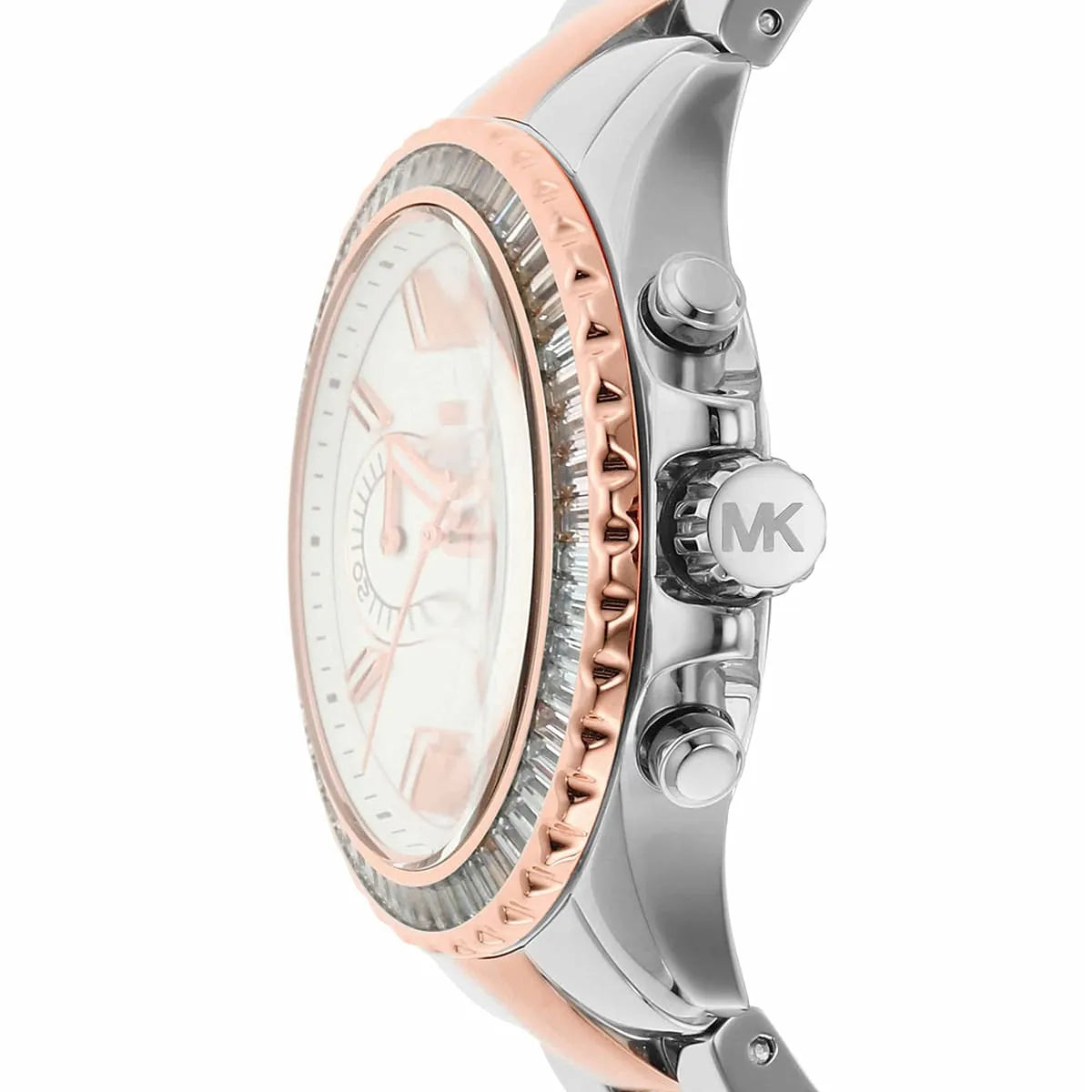 Michael Kors Everest MK7214 Two-Tone Silver & Rose Gold Baguette Crystal Women's Watch