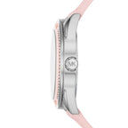 Michael Kors Jessa MK7268 Silver-Tone White Dial Pink Logo Rubber Women's Watch
