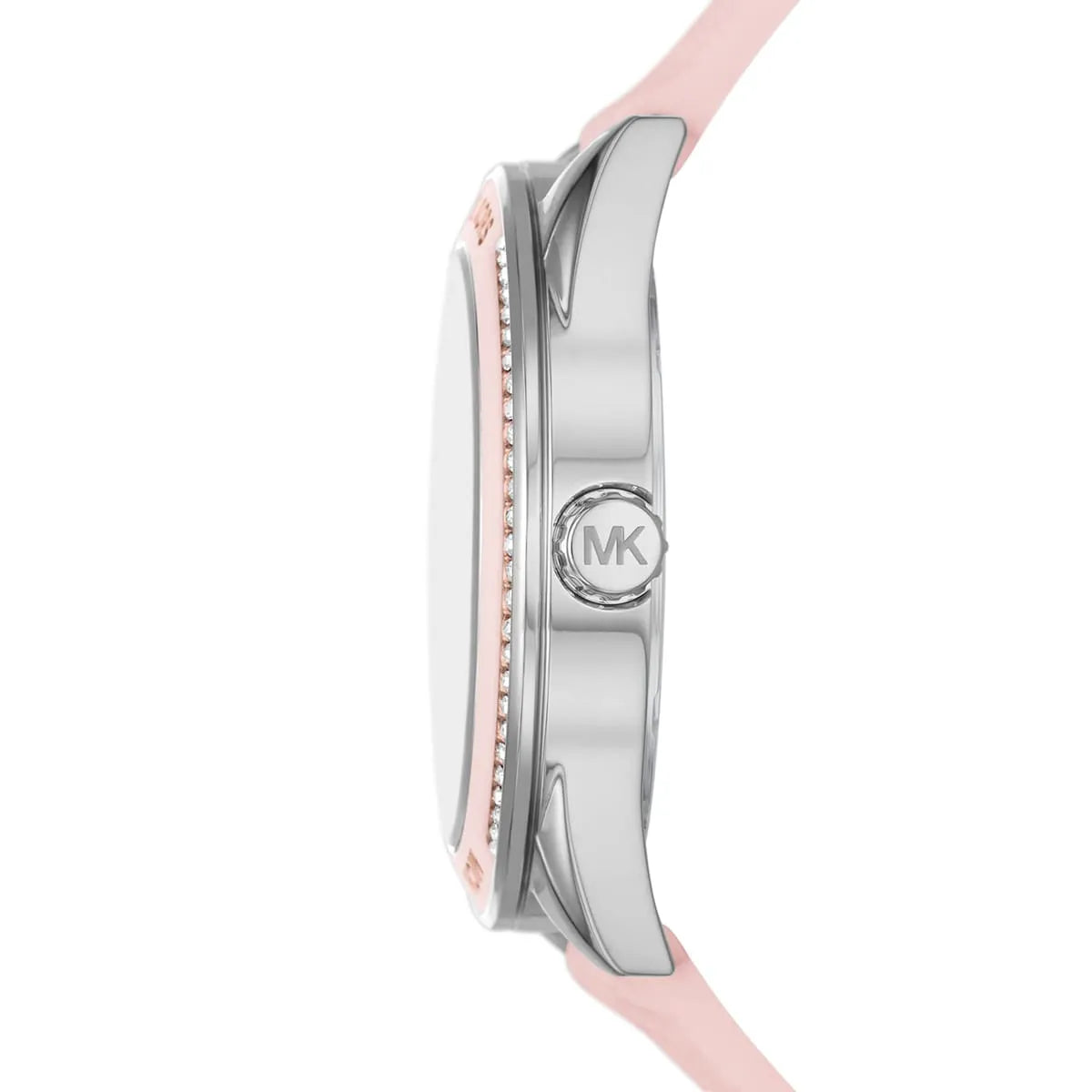 Michael Kors Jessa MK7268 Silver-Tone White Dial Pink Logo Rubber Women's Watch