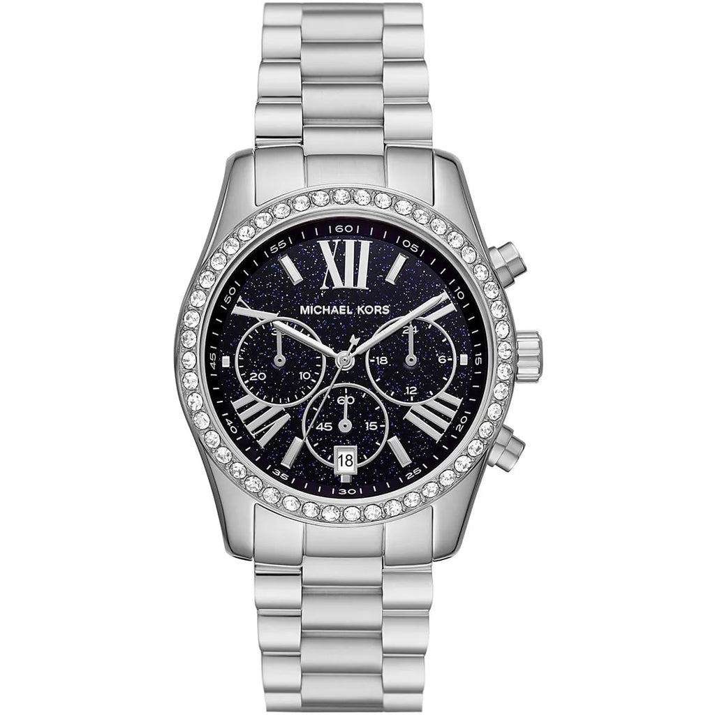 Michael Kors Lexington MK7277 Silver-Tone Blue Glitter Dial Women's Watch