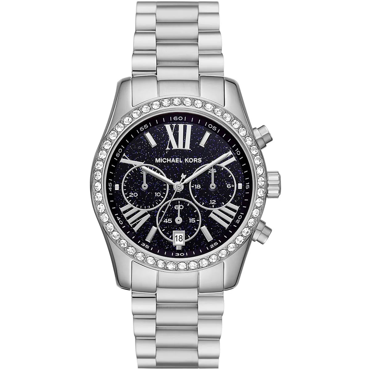 Michael Kors Lexington MK7277 Silver-Tone Blue Glitter Dial Women's Watch