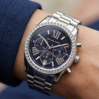 Michael Kors Lexington MK7277 Silver-Tone Blue Glitter Dial Women's Watch