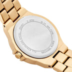 Michael Kors Lennox MK7278 Gold-Tone Watch with Crystal Bezel and Silver Dial