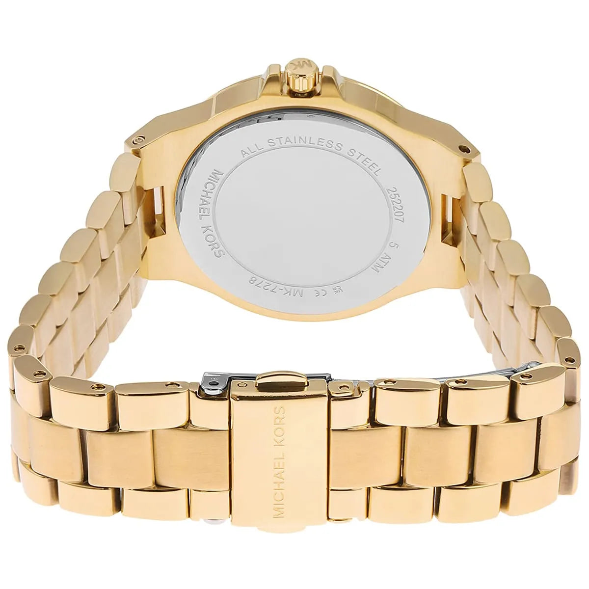 Michael Kors Lennox MK7278 Gold-Tone Watch with Crystal Bezel and Silver Dial