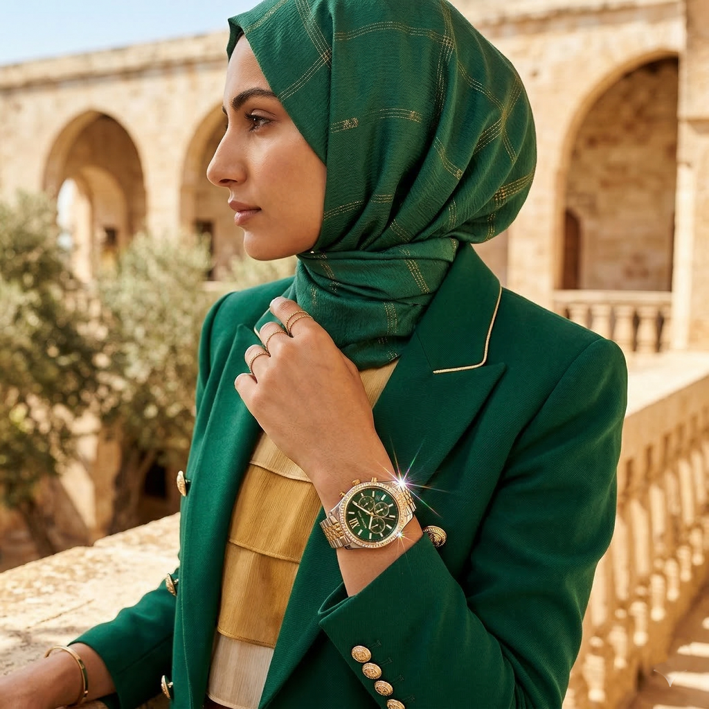 Michael Kors Lexington MK7303 Two-Tone Silver & Gold Green Dial Women's Watch