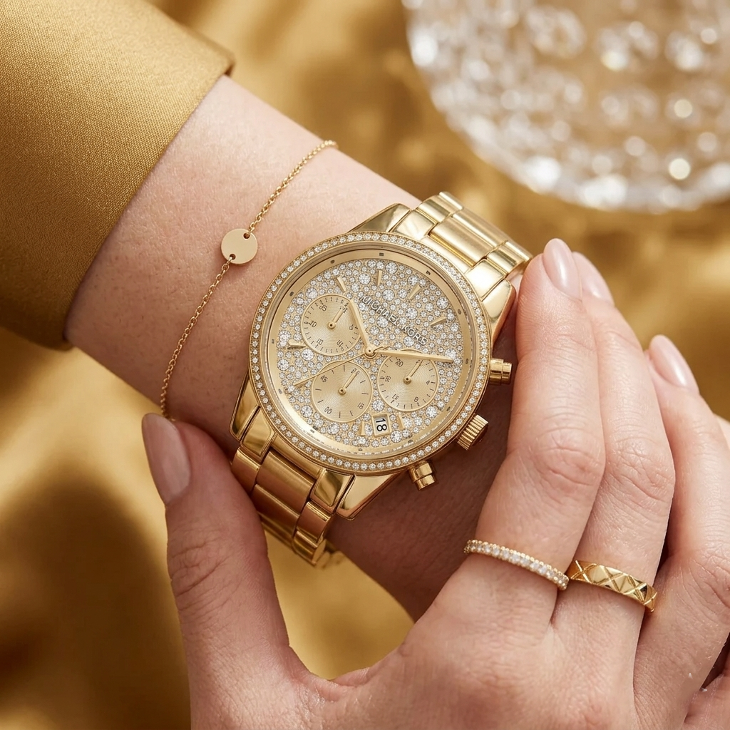 Michael Kors Parker MK7310 Gold-Tone Full Pavé Crystal Women's Watch
