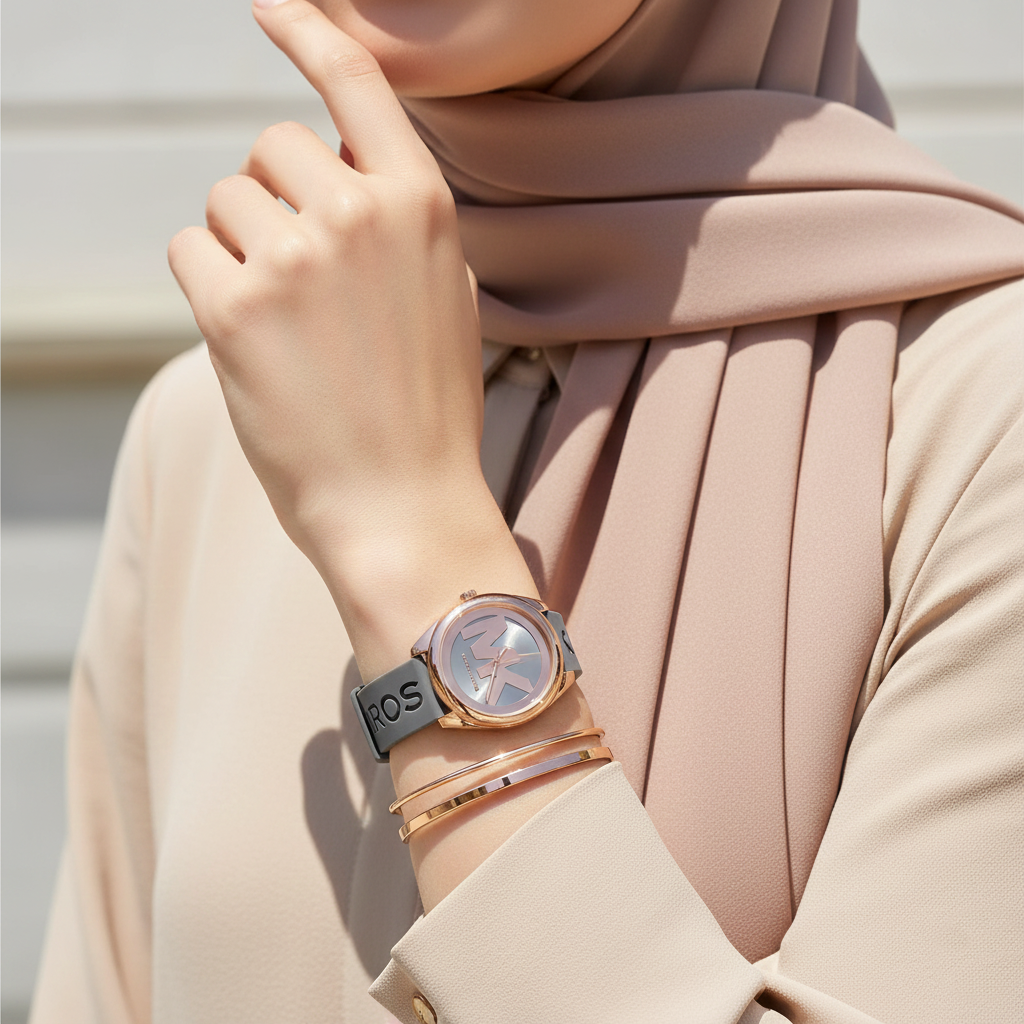Michael Kors Janelle MK7314 Rose Gold Watch with Grey Silicone Strap