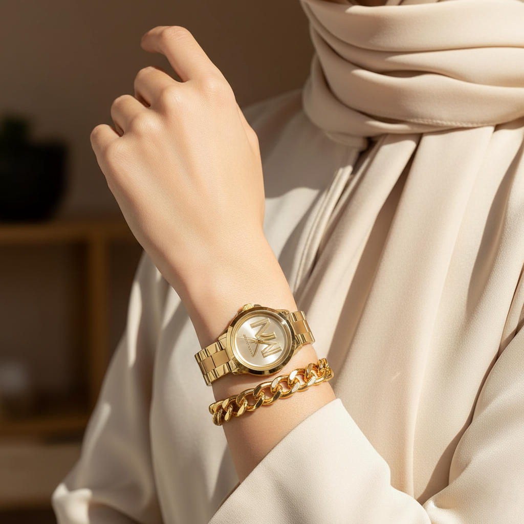 Michael Kors Brynn MK7317 Gold-Tone Watch with Oversized MK Logo Dial