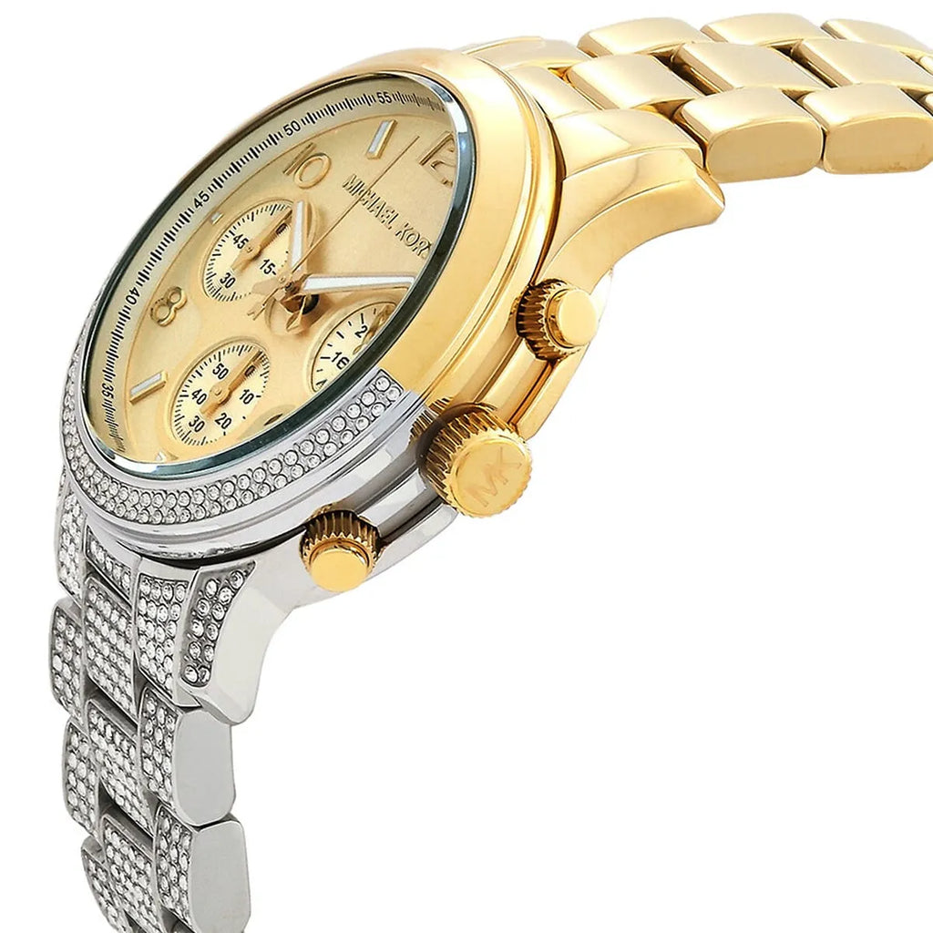 Michael Kors Runway MK7329 Two-Tone Silver & Gold Crystal Pavé Women's Watch