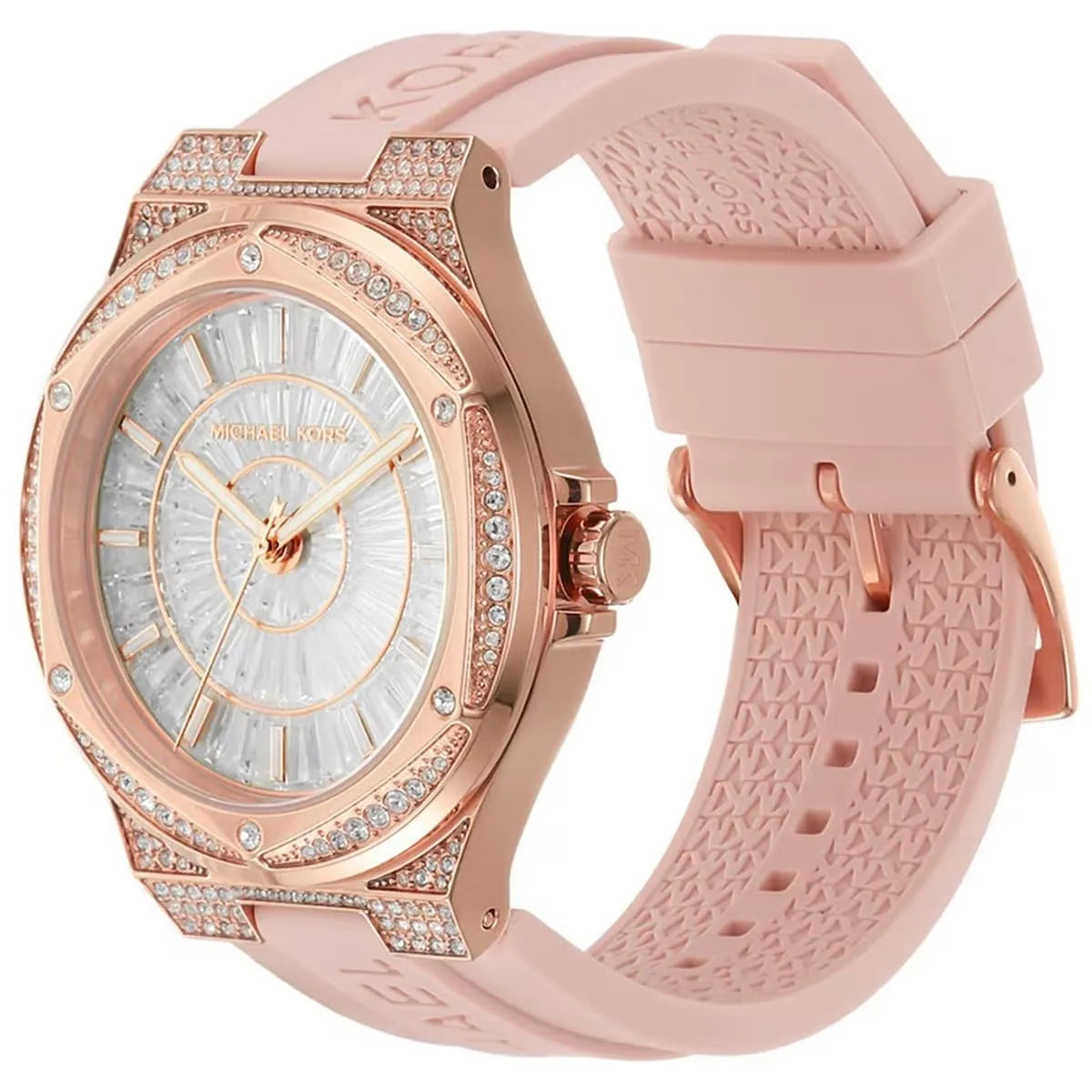 Michael Kors Camille MK7334 Rose Gold Glitz & Pink Silicone Watch