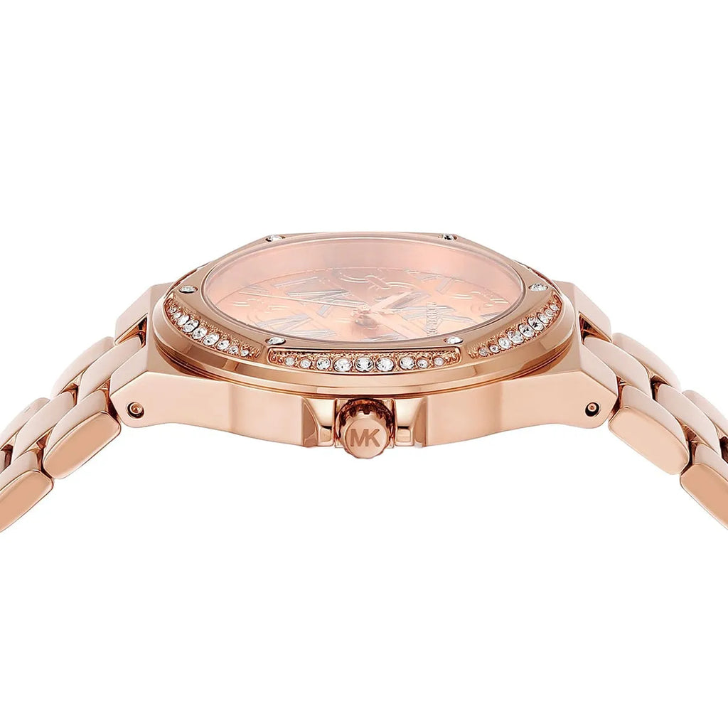 Michael Kors Lennox MK7405 Rose Gold MK Logo Chain Watch