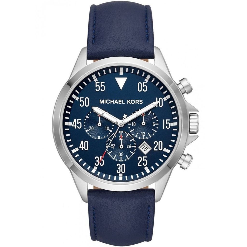 Michael Kors MK8617 Men’s Blue Dial Blue Leather Strap Gage Chronograph Watch