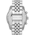 Michael Kors Lexington MK8689 Silver Case Rose Gold Bezel Blue Dial Men's Watch