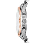 Michael Kors Lexington MK8689 Silver Case Rose Gold Bezel Blue Dial Men's Watch