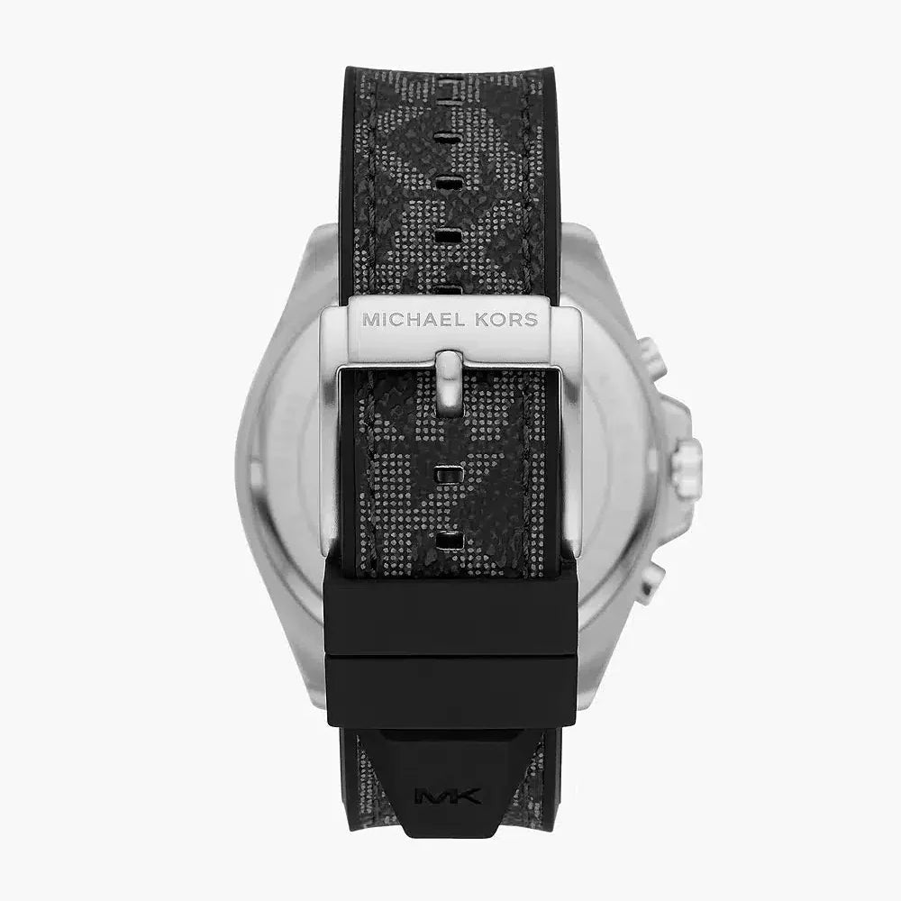 Michael Kors Brecken MK8850 Silver Case Black Dial Black Rubber Men's Watch