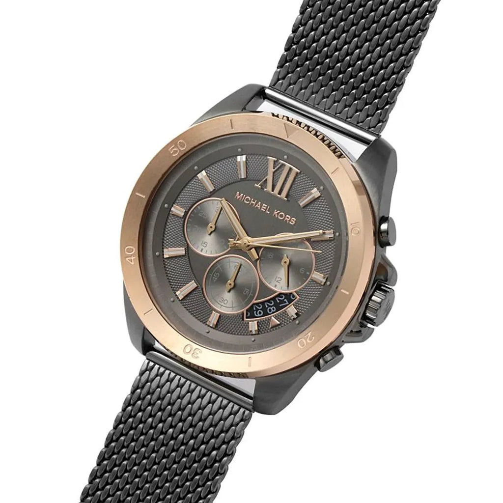 Michael Kors Brecken MK8868 Grey Case Rose Gold Bezel Men's Watch