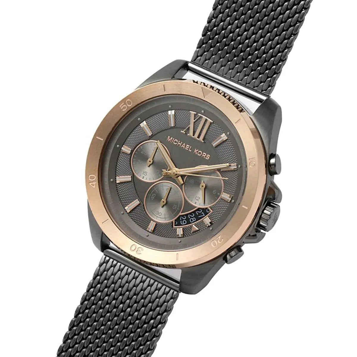 Michael Kors Brecken MK8868 Grey Case Rose Gold Bezel Men's Watch