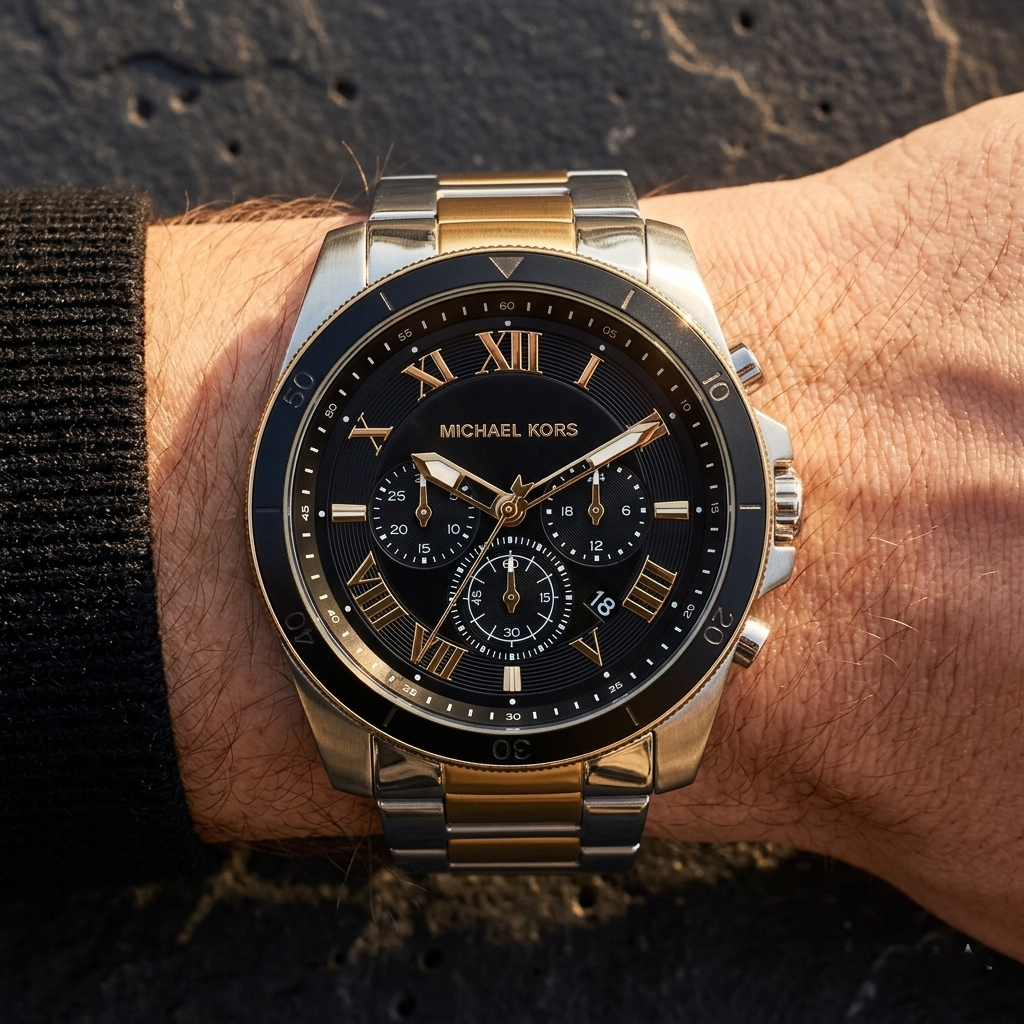 Michael Kors Alek MK8901 Two-Tone Silver & Gold Black Dial Men's Watch
