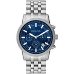 Michael Kors Hutton MK8952 Silver-Tone Blue Textured Dial Men's Watch