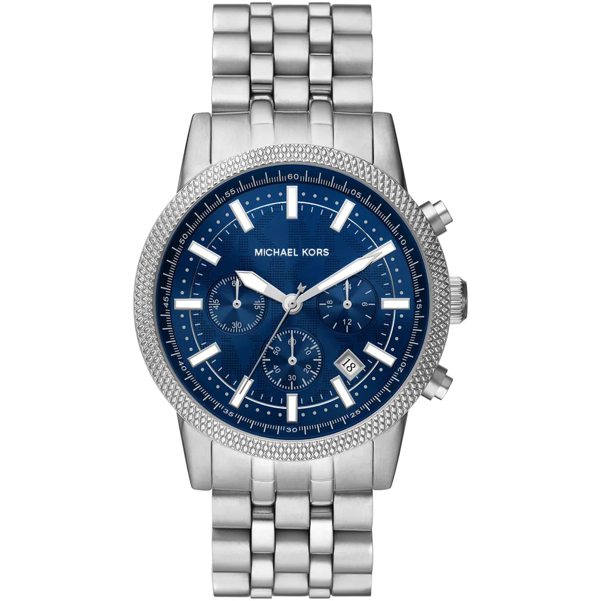 Michael Kors Hutton MK8952 Silver-Tone Blue Textured Dial Men's Watch