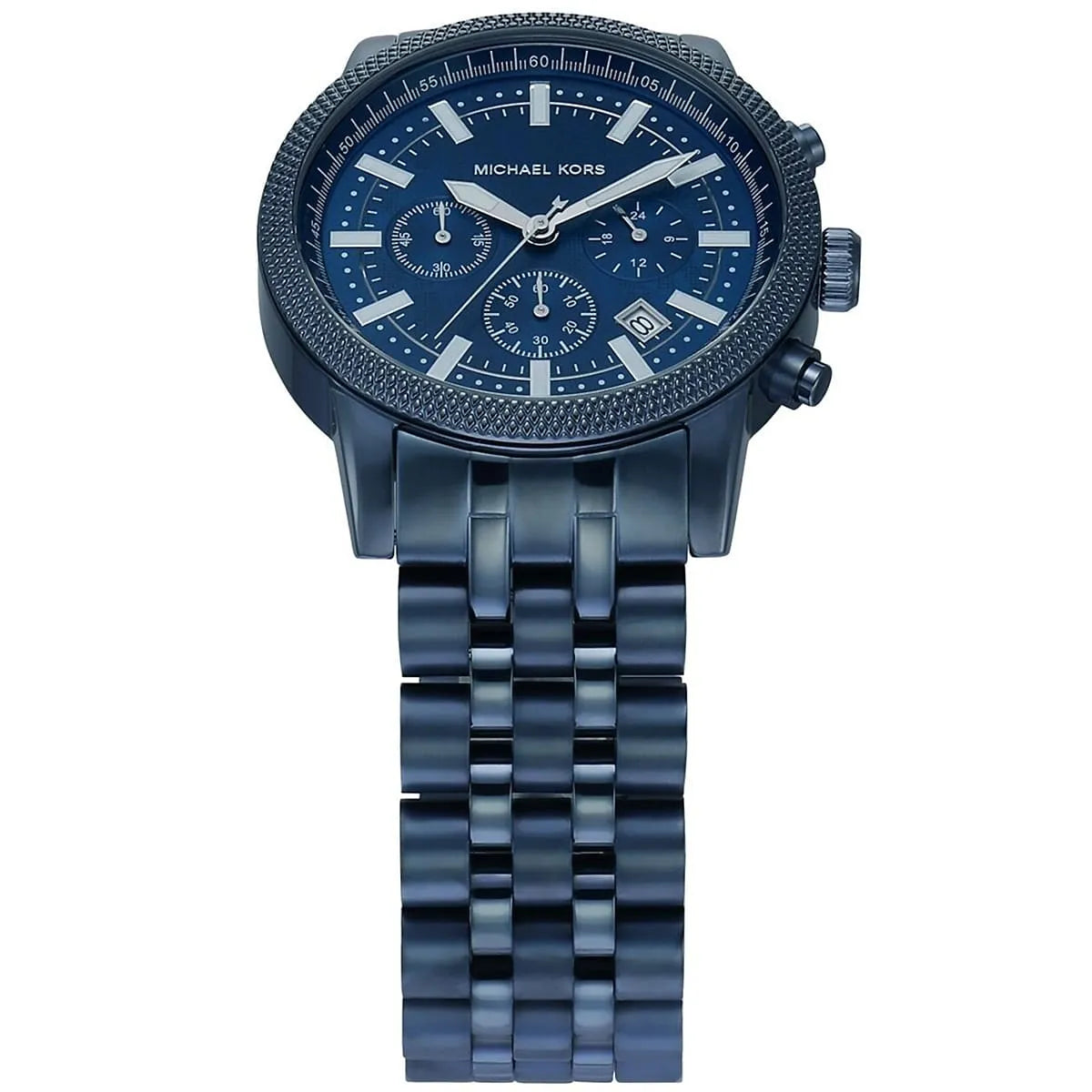 ساعة مايكل كورس هاتون MK9088 للرجال كرونوغراف من الفولاذ المقاوم للصدأ باللون الأزرق الداكن بالكامل