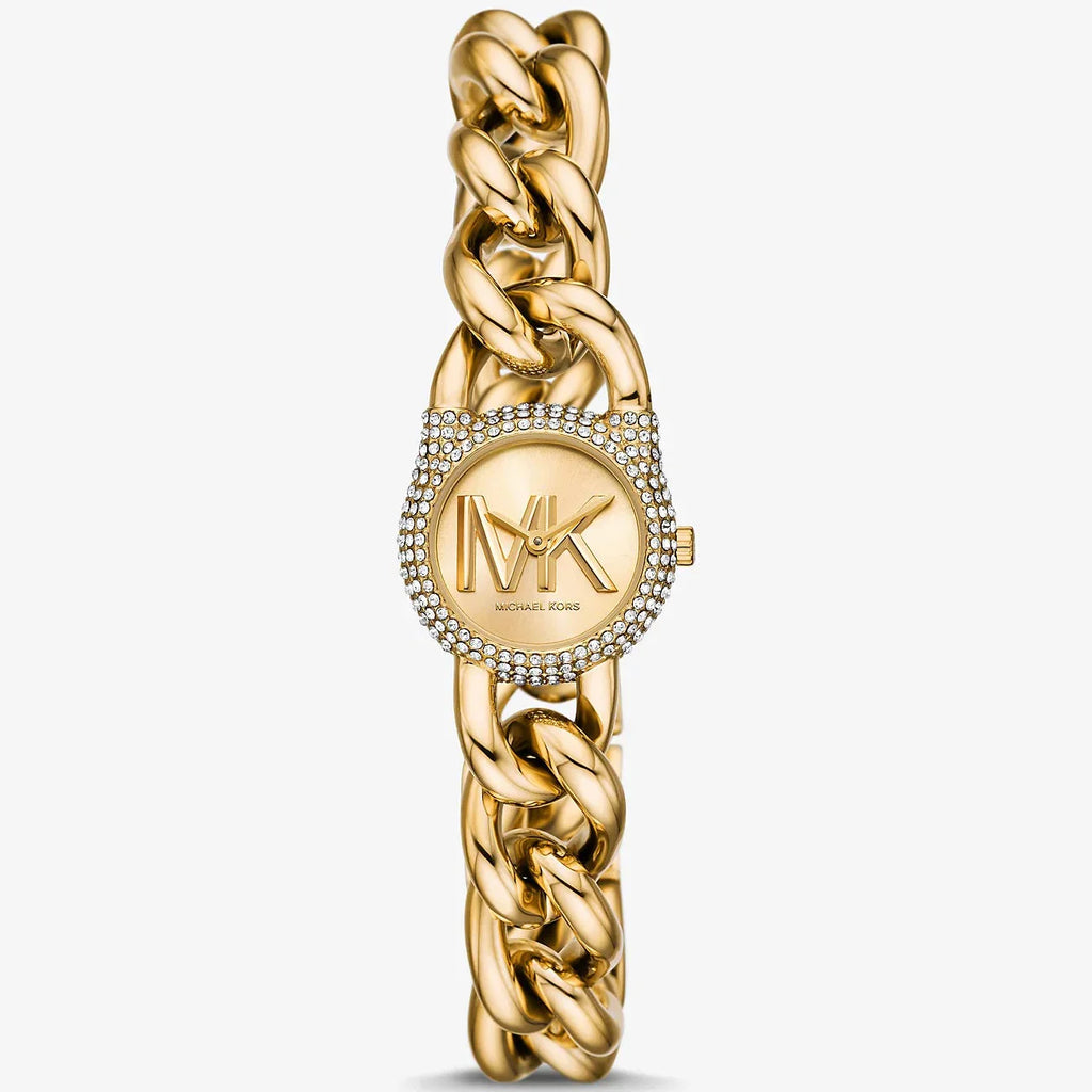 Michael Kors Empire MKO1067 Gold Dial Gold-Tone Chain Link Women's Watch