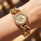 Michael Kors Empire MKO1067 Gold Dial Gold-Tone Chain Link Women's Watch