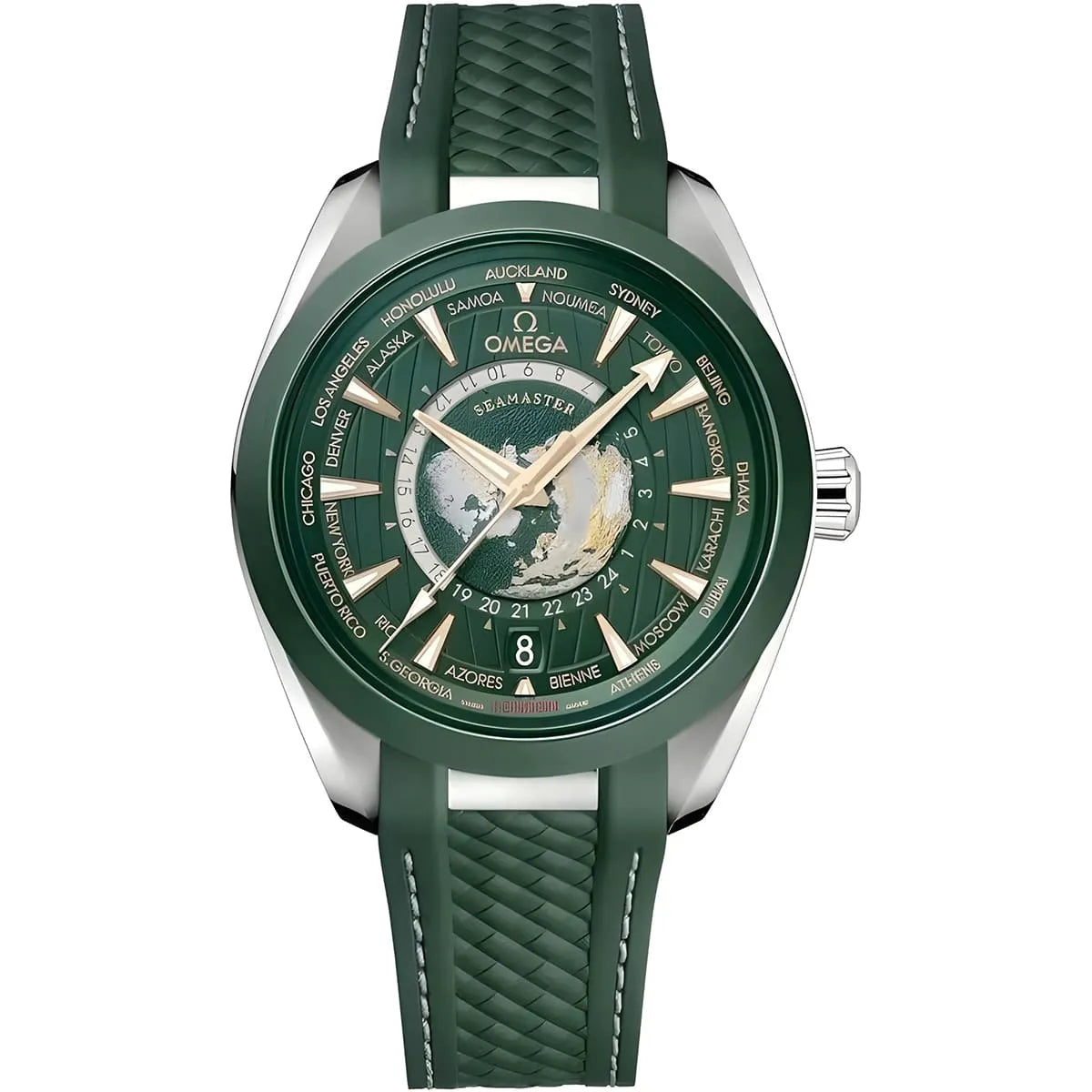 Omega Seamaster Aqua Terra 150M Co-Axial Master Chronometer Gmt Worldtimer 43mm Summer Green