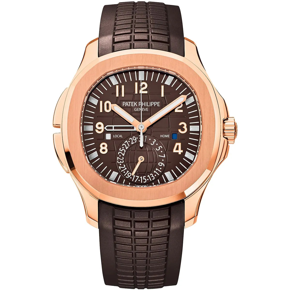 Patek Philippe Men’s Aquanaut Travel Time Rose Gold Brown Dial Watch