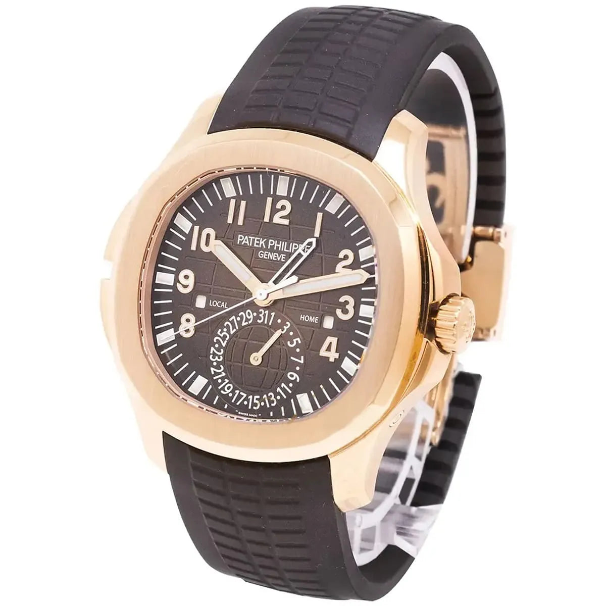Patek Philippe Men’s Aquanaut Travel Time Rose Gold Brown Dial Watch